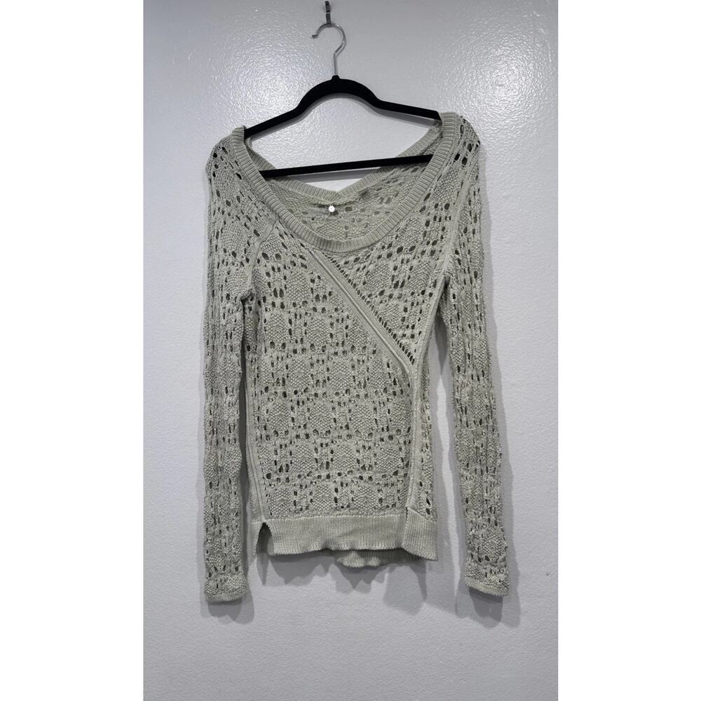 KNITTED & KNOTTED‎ Mint Green Crochet Sweater Women's Size Small Anthropologie